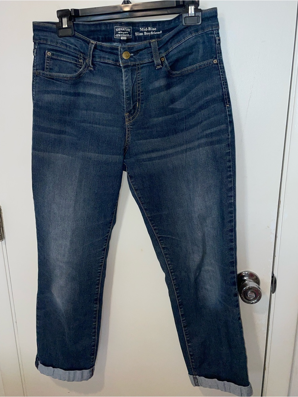 Levis ladies Mid-Rise Slim Boyfriend Jeans Dark Blue denim sz 12 W 31W